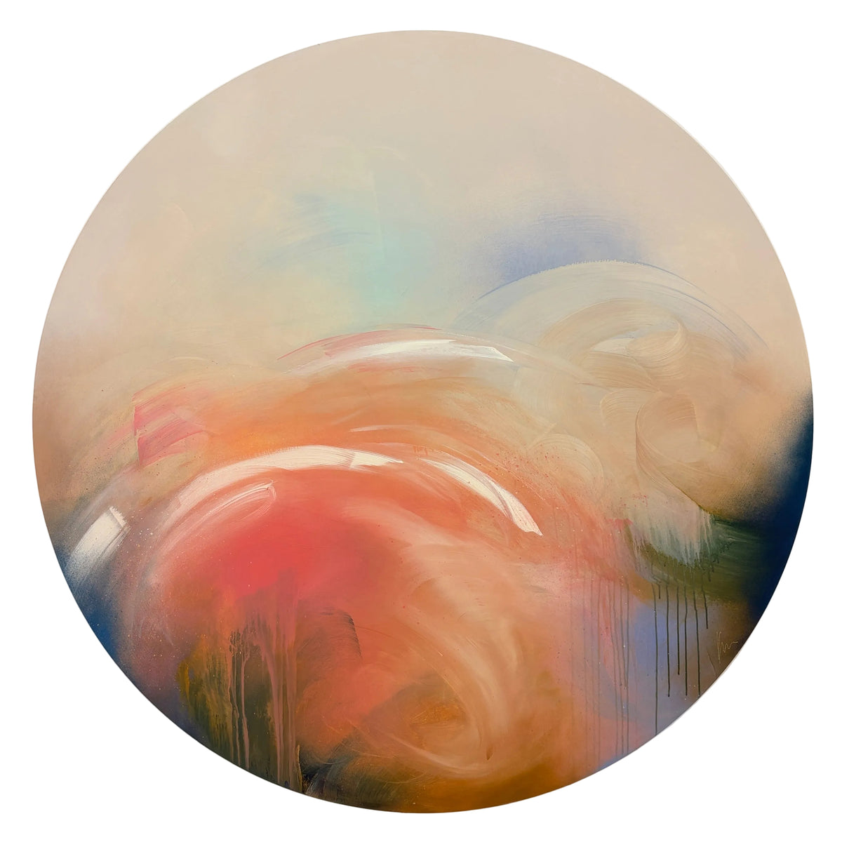 Count Your Blessings by Kate Mayer: swirling pastel acrylic on plywood, in a handmade metal float frame.