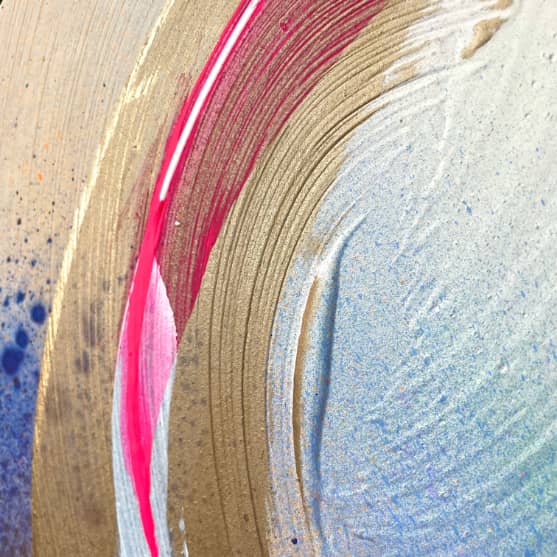 Be Radiant | detail of circular abstract painting | Kate Mayer