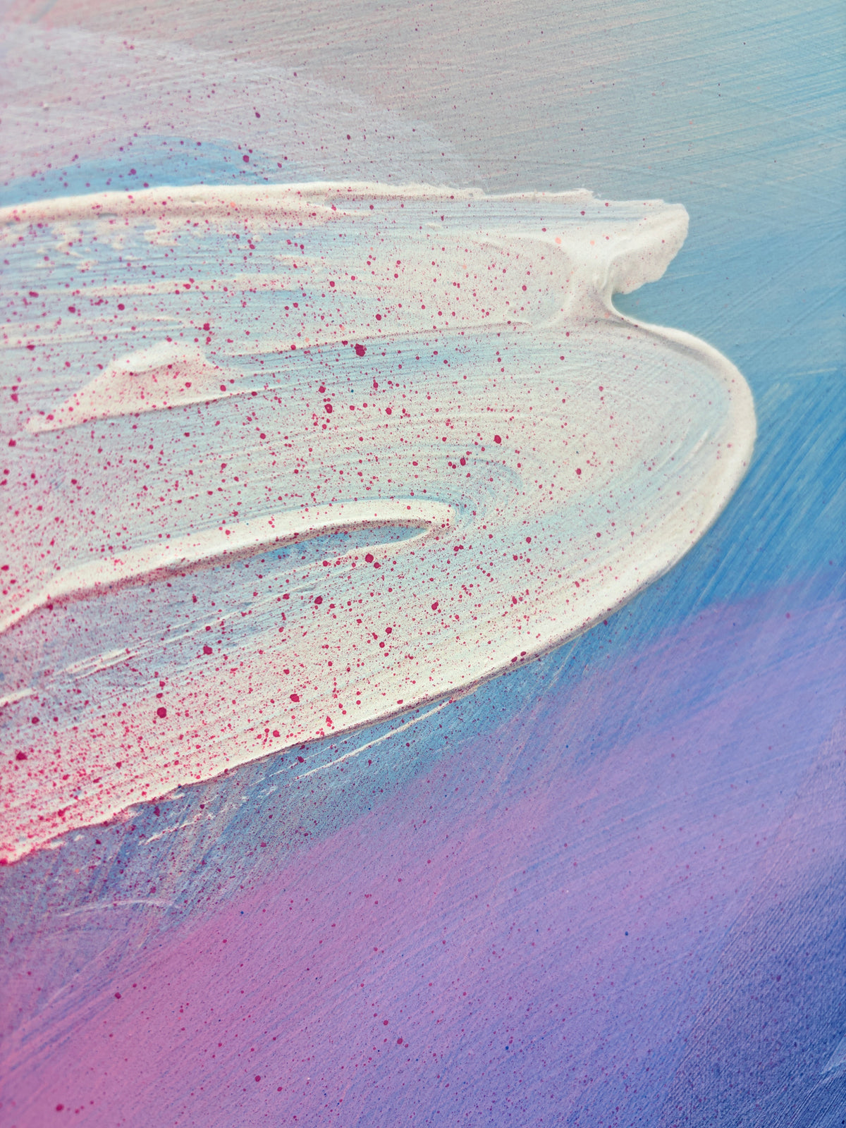 For Every Mountain by Kate Mayer: abstract acrylic on plywood, swirling brushstrokes, in a handmade metal float frame.