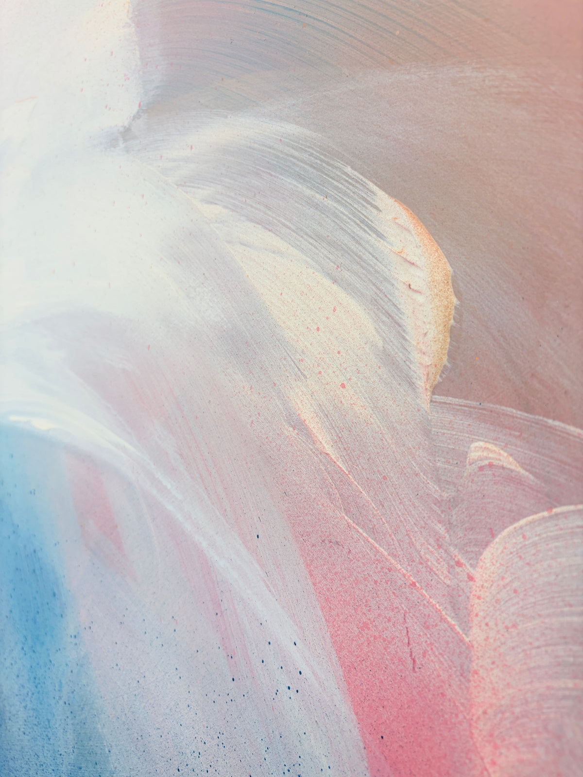 Total Praise by Kate Mayer: pastel acrylic on plywood, swirling hues, in a handmade metal float frame.