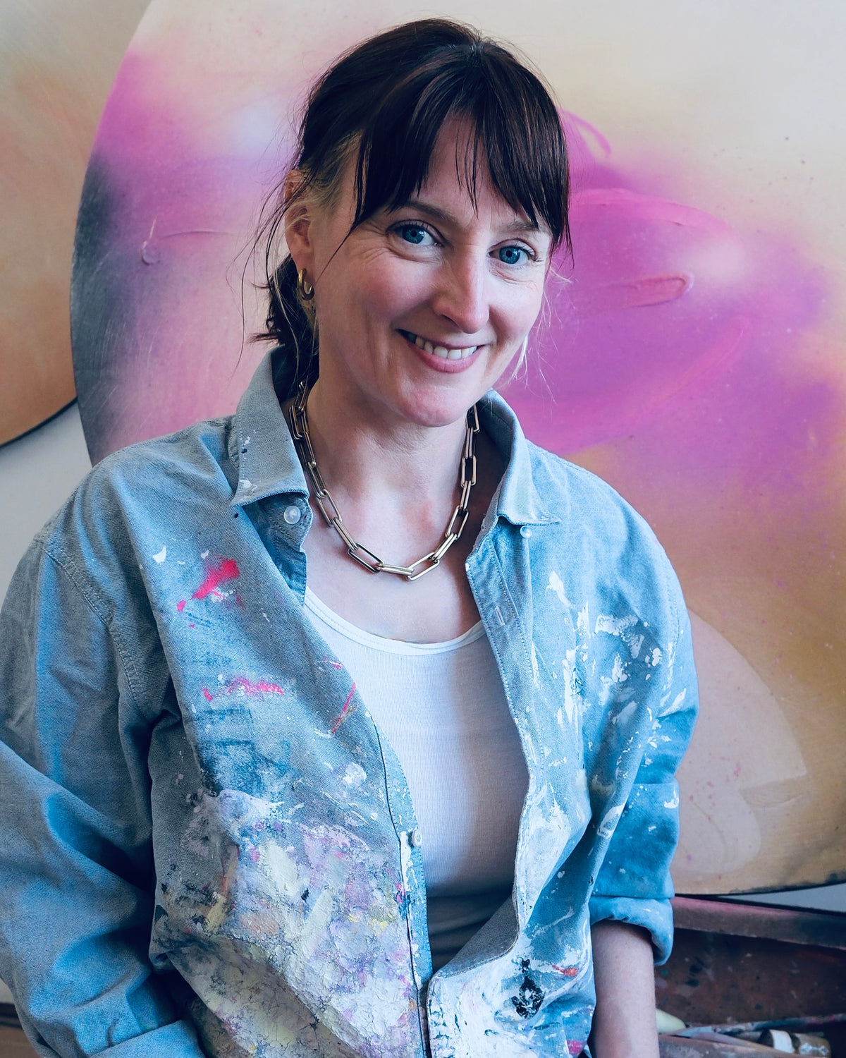 Artist Kate Mayer in her London studio
